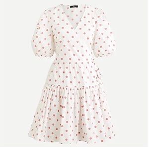 J crew puff sleeve cotton poplin dress rose dot